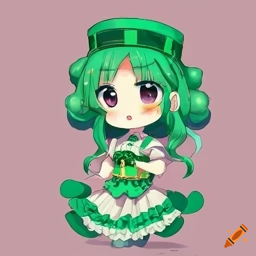 Anime chibi St. Patrick's Day girlfriend character