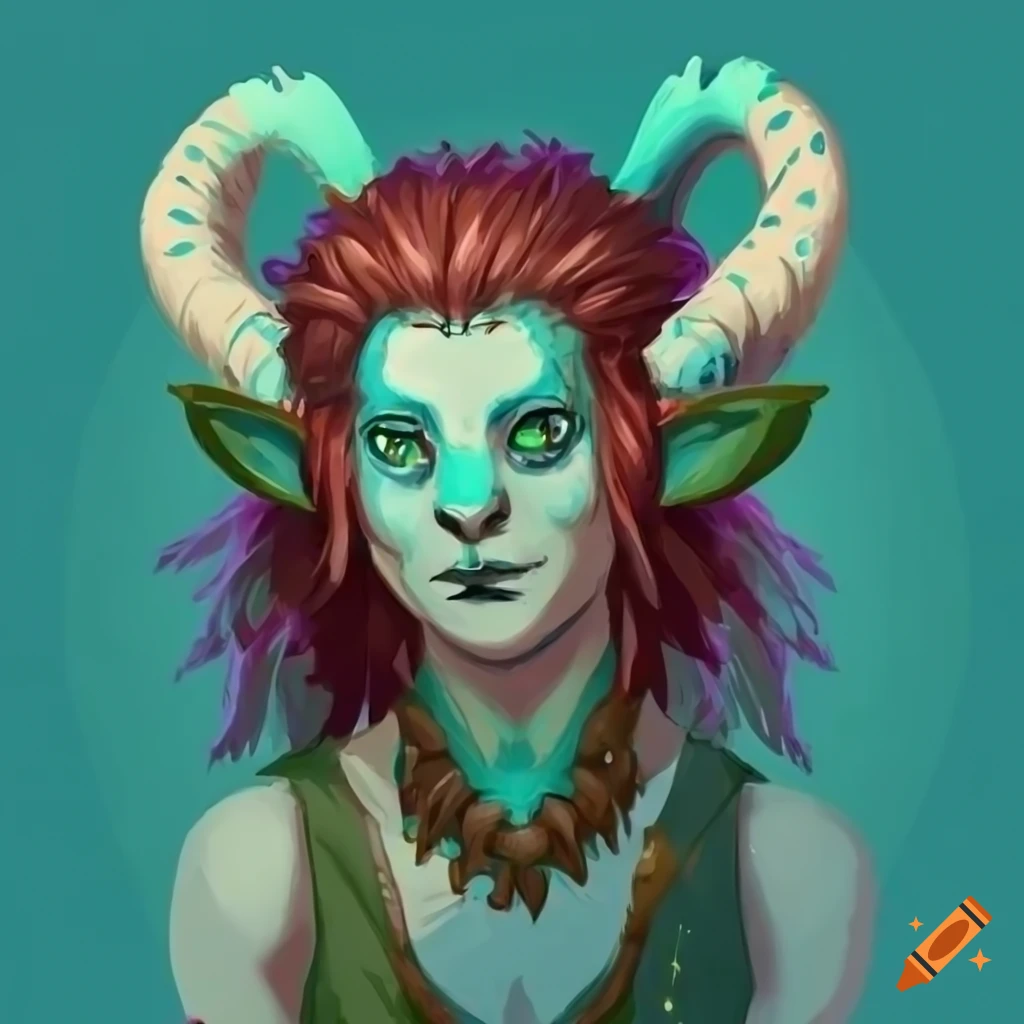 Catlike androgynous faun with colorful fur and antlers in dungeons and ...