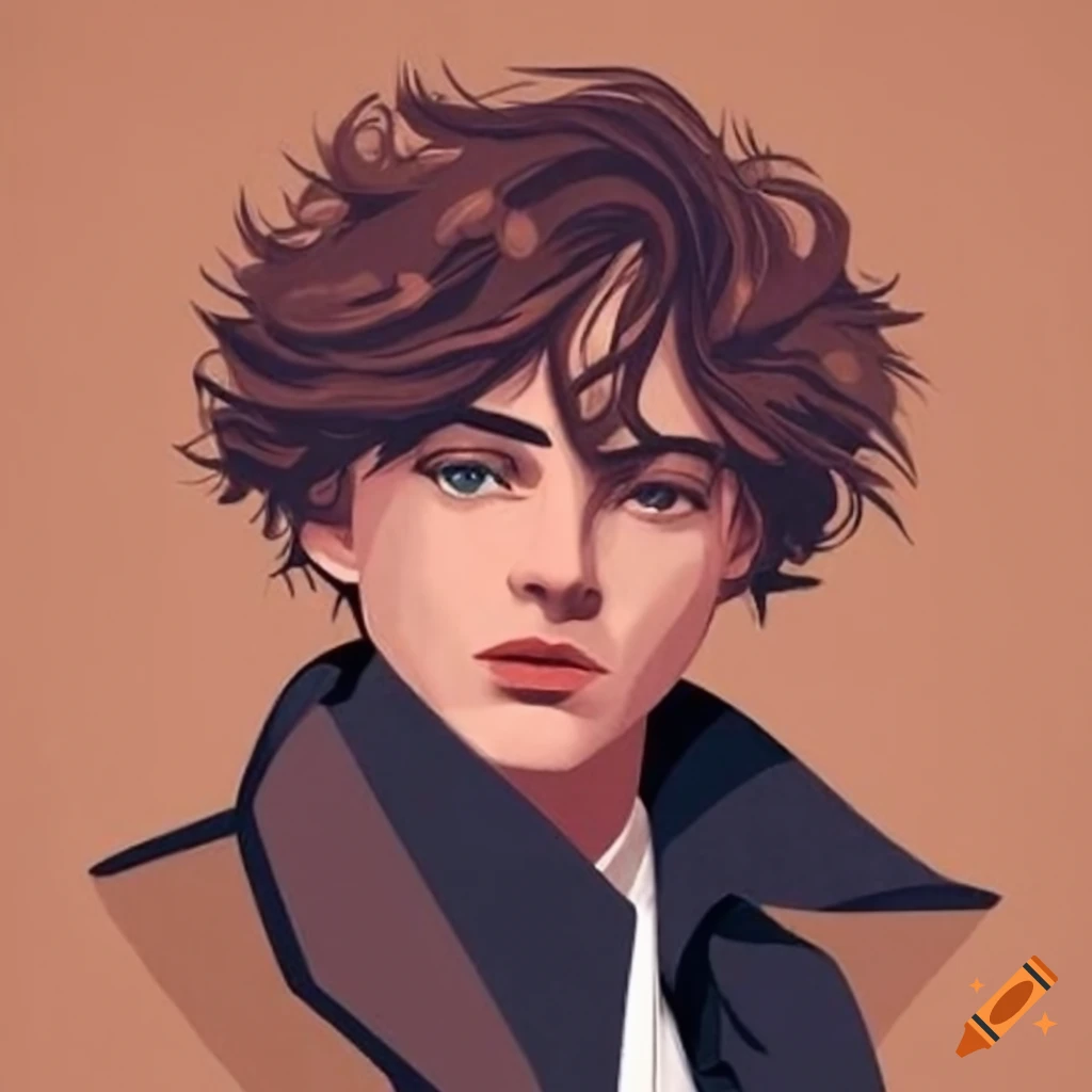 Portrait of a young man with light brown wavy hair in 1900s fashion ...