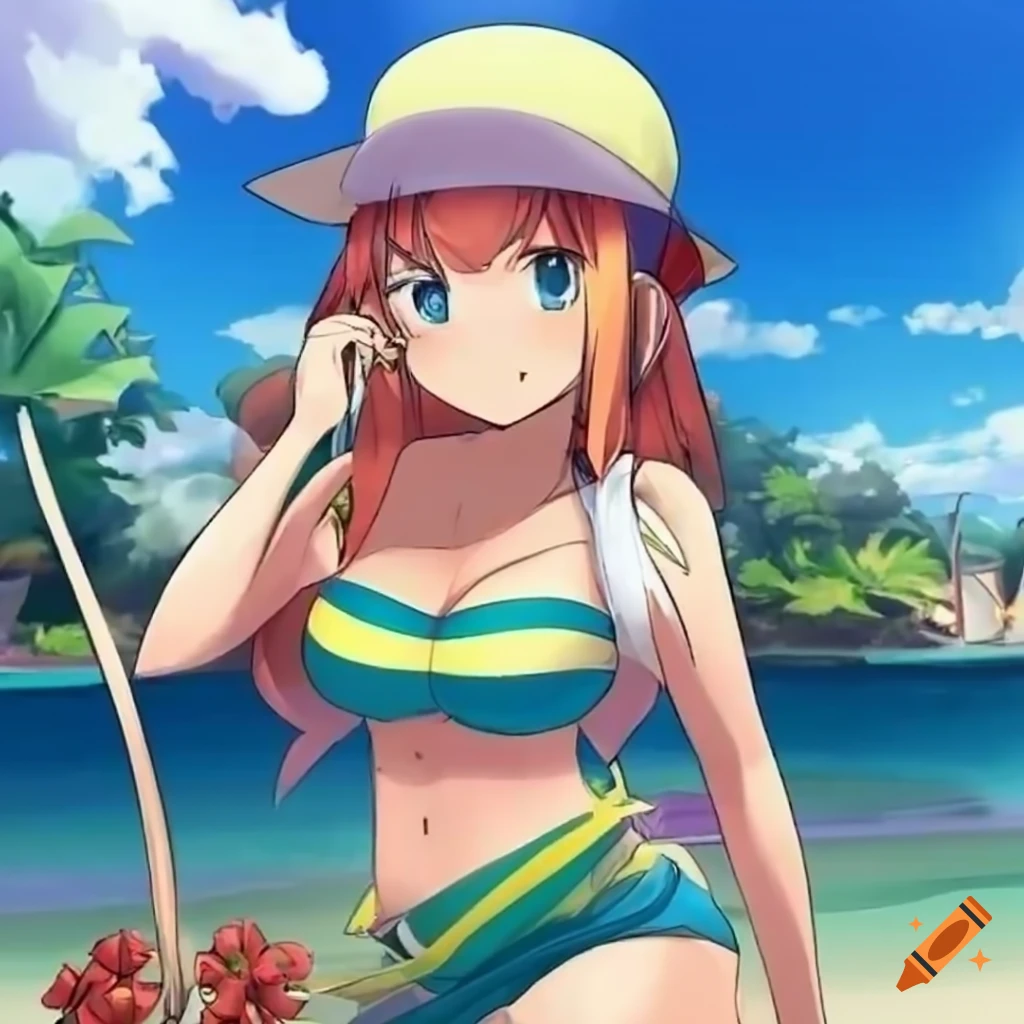 Waifu original character in summer attire from Pokémon series