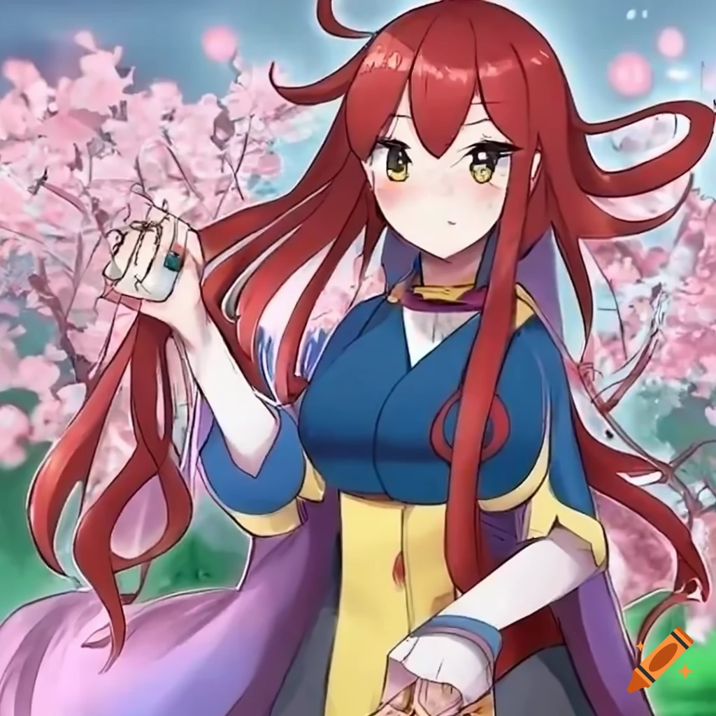 Waifu original character in spring attire inspired by the Pokémon series