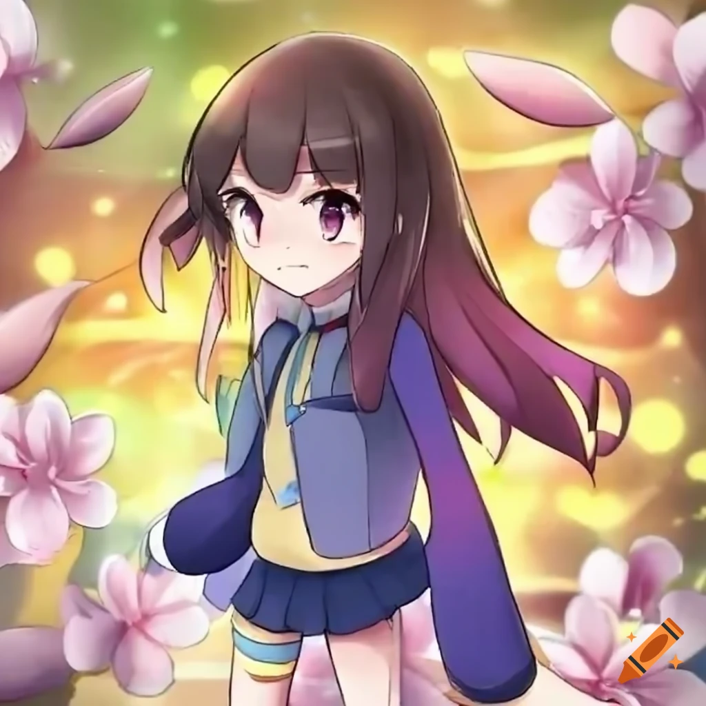 Waifu original character in spring attire inspired by Pokémon series