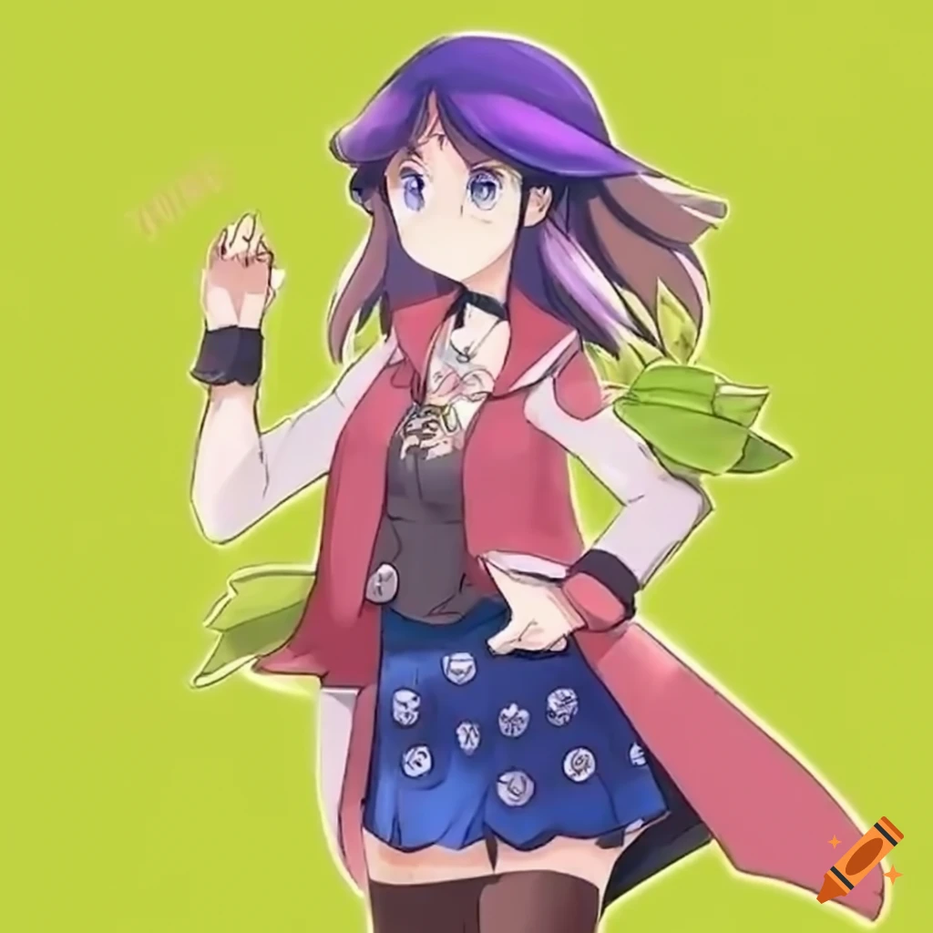 Waifu original character from the Pokémon series in spring attire