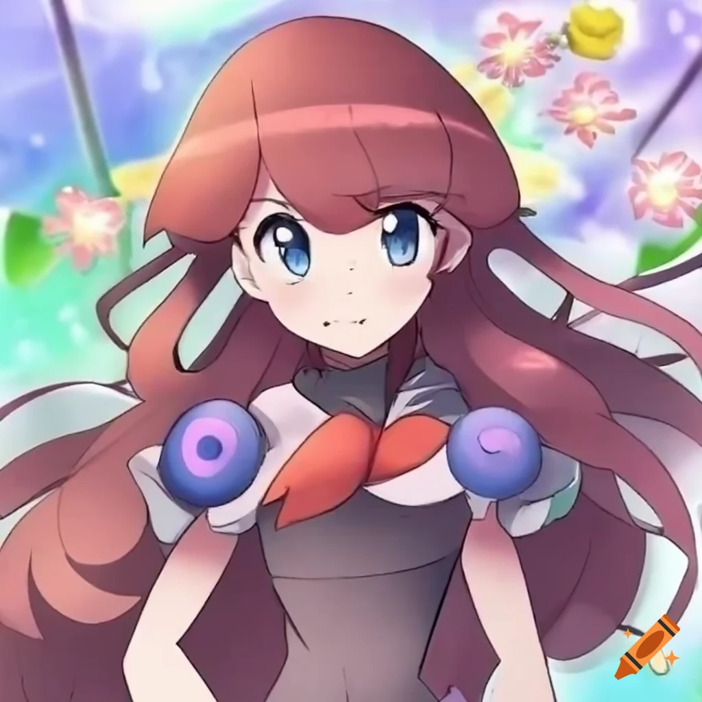 Waifu original character in spring attire inspired by the Pokémon series