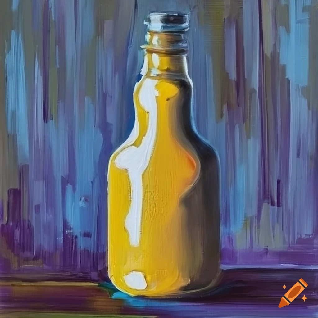 Detailed acrylic painting of a mustard bottle on Craiyon