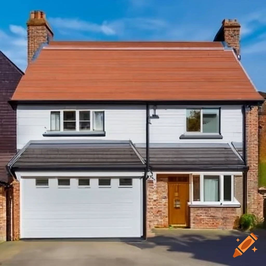 Three-story house with garage and extension