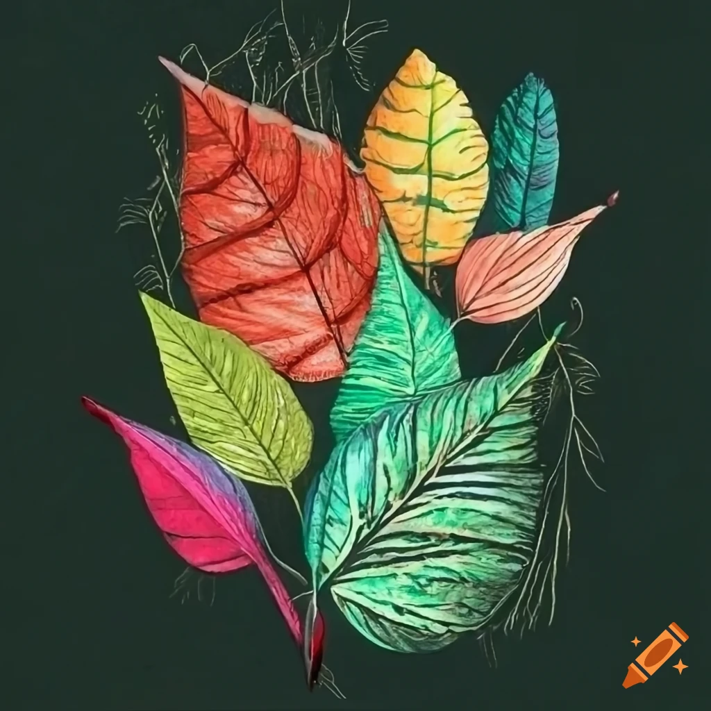Collage of various leaves from plants