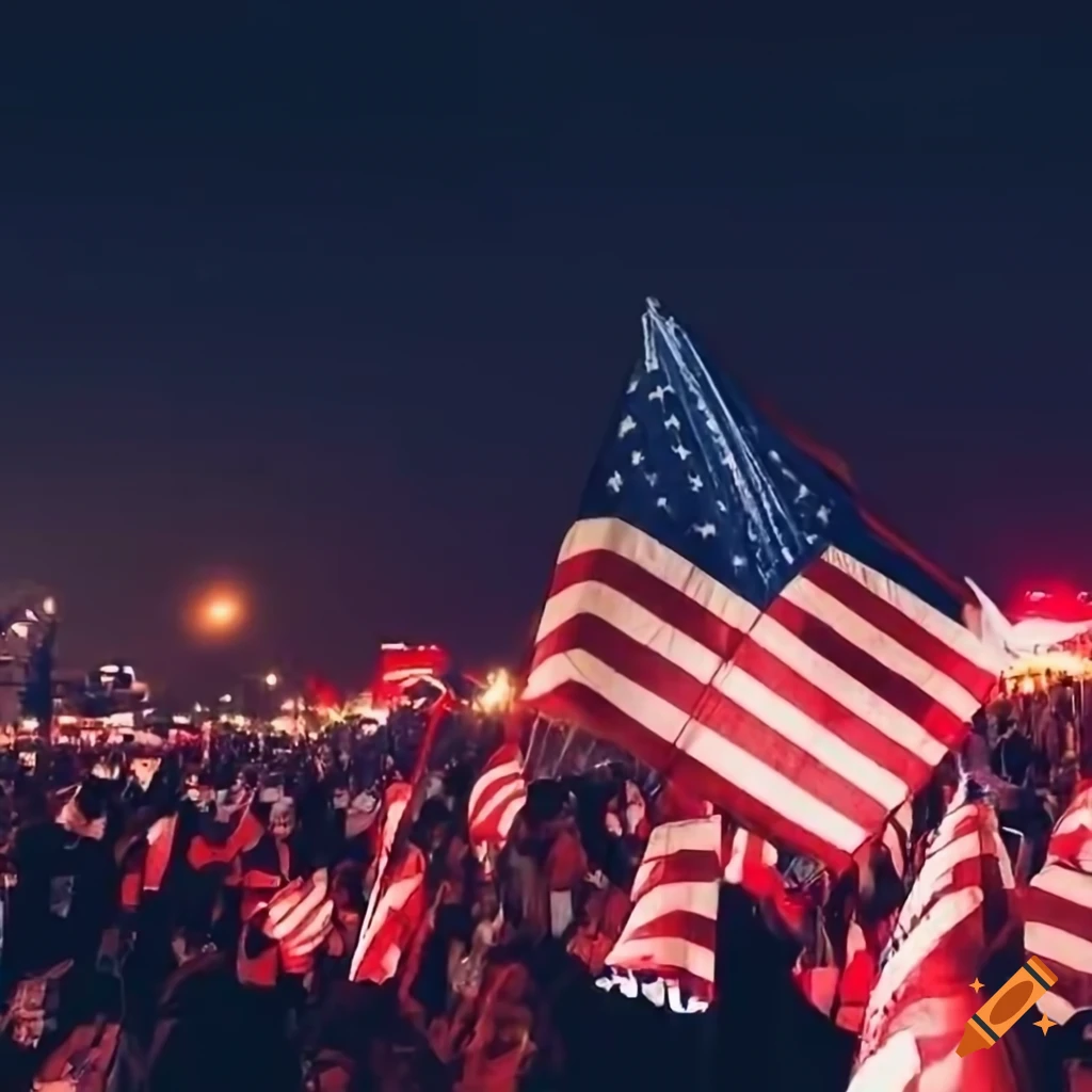 Large rally in Sendai, Japan with people holding American flags at ...
