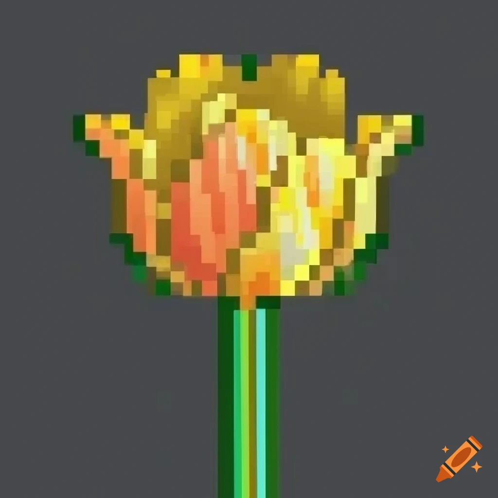 Pixel art of a yellow blooming tulip with dynamic shading on Craiyon