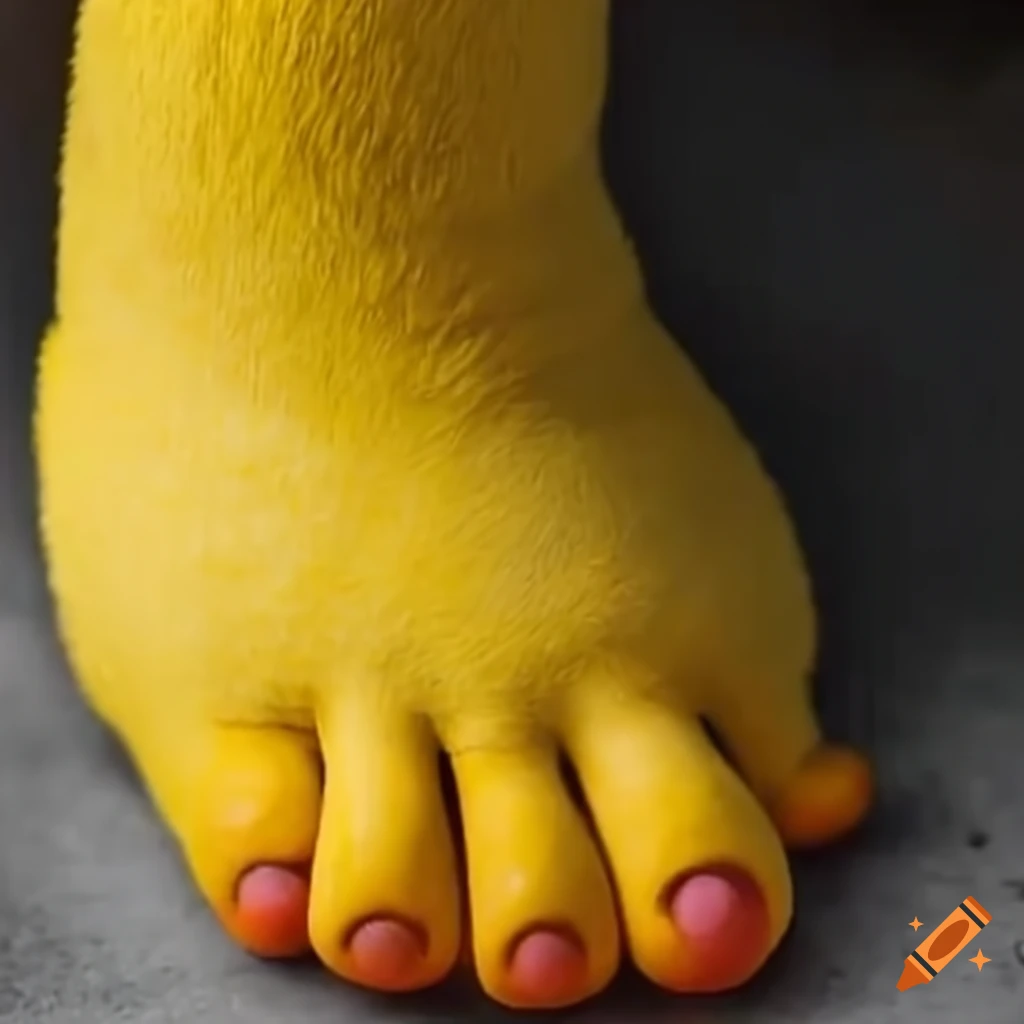 Detailed view of Bert's yellow feet from Sesame Street