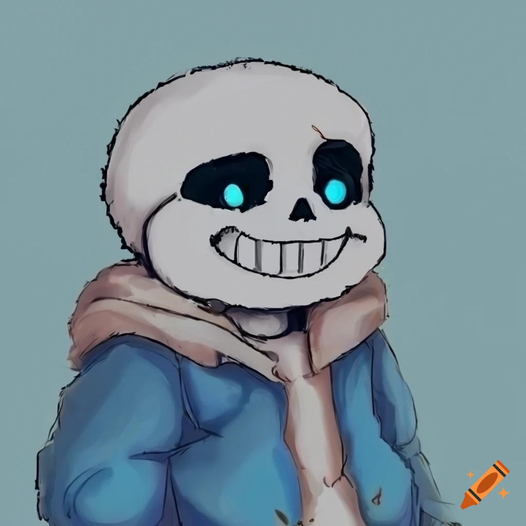 Close-up of baby sans character from undertale on Craiyon