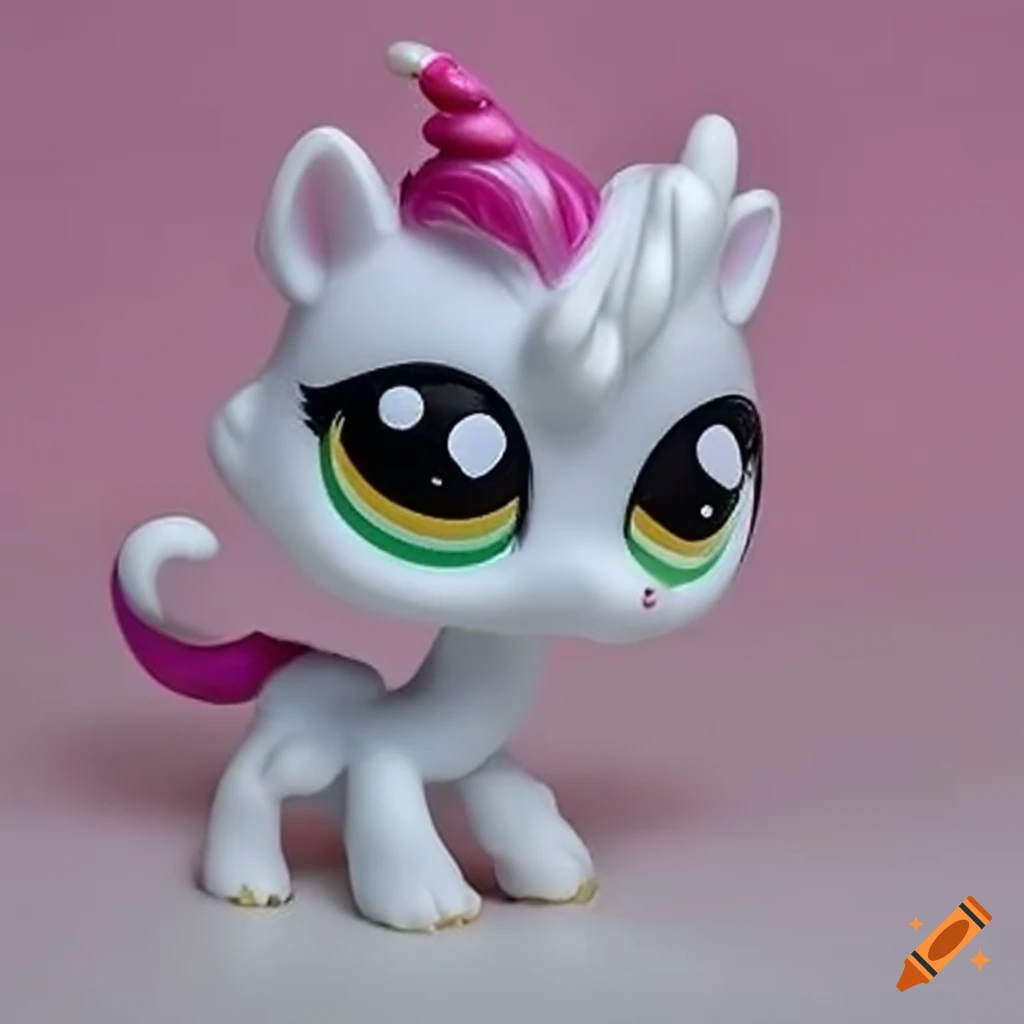 Detailed close-up of a white kirin from littlest pet shop toy series on ...