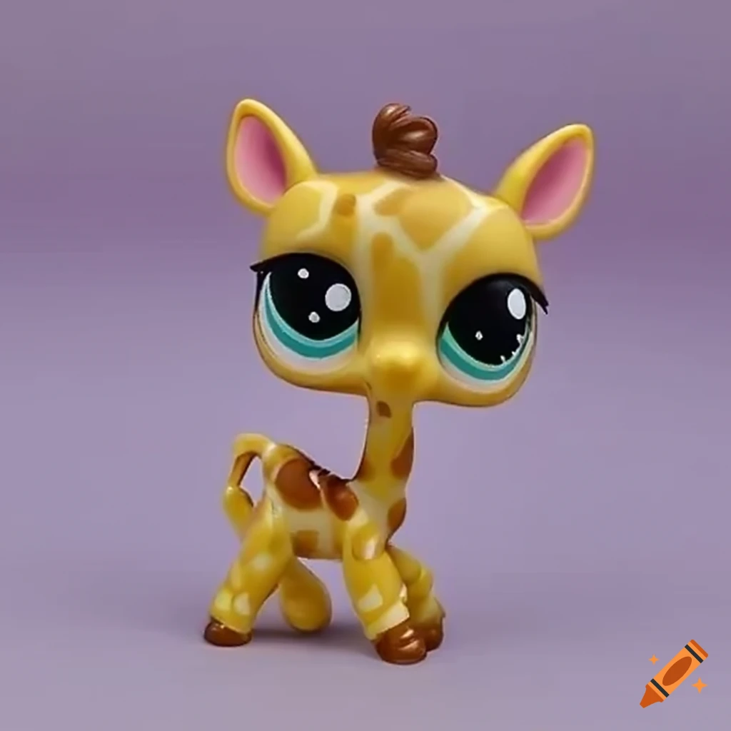Close-up of a detailed giraffe from littlest pet shop toy series on Craiyon