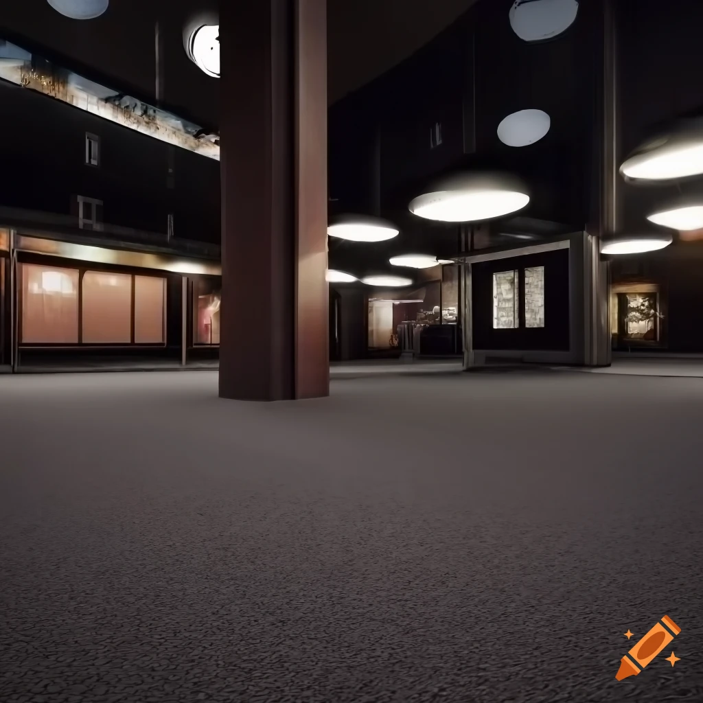 Commercial luxury store space with display cases in a non-euclidean setting