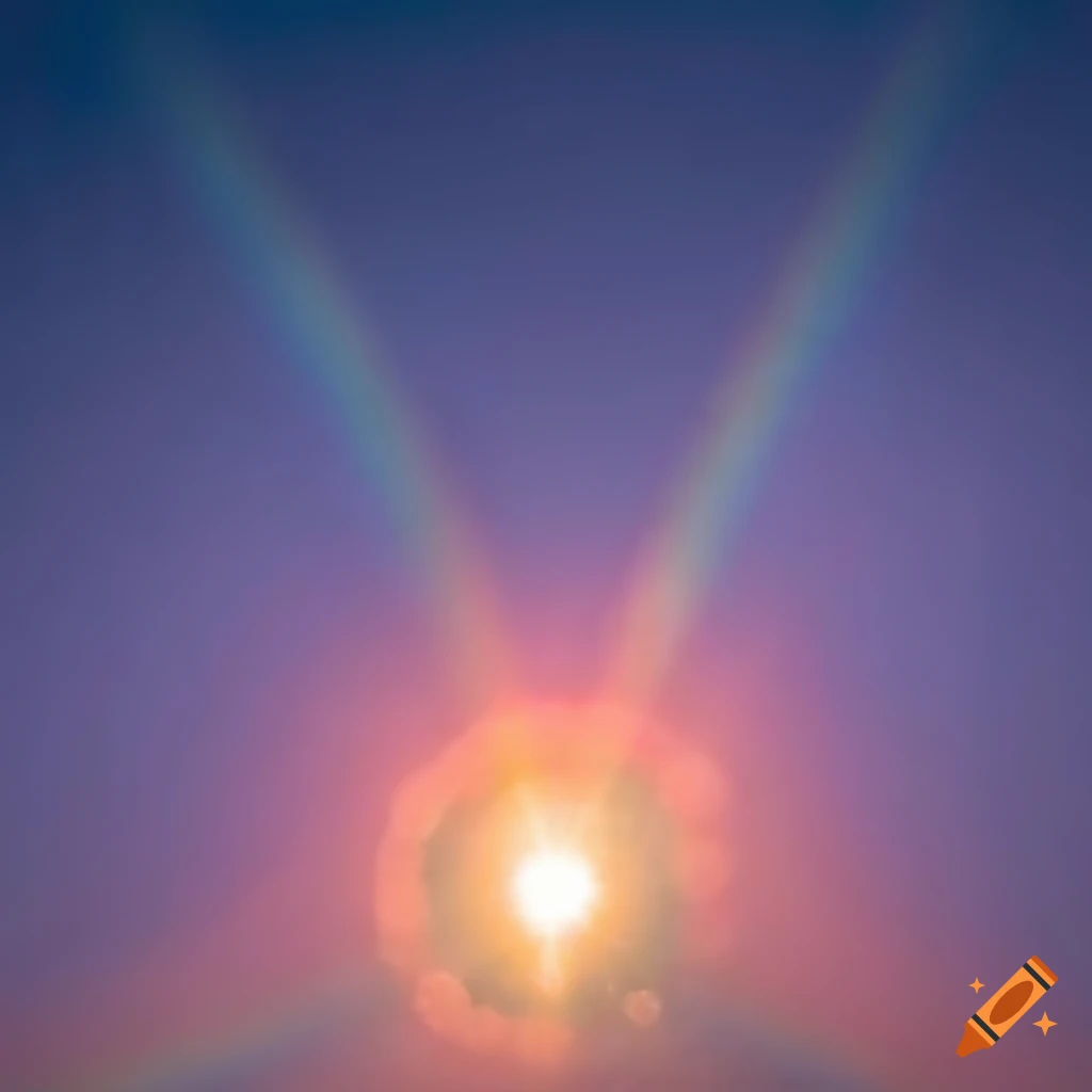 Bokeh rainbow sundog over a pastel desert landscape on Craiyon