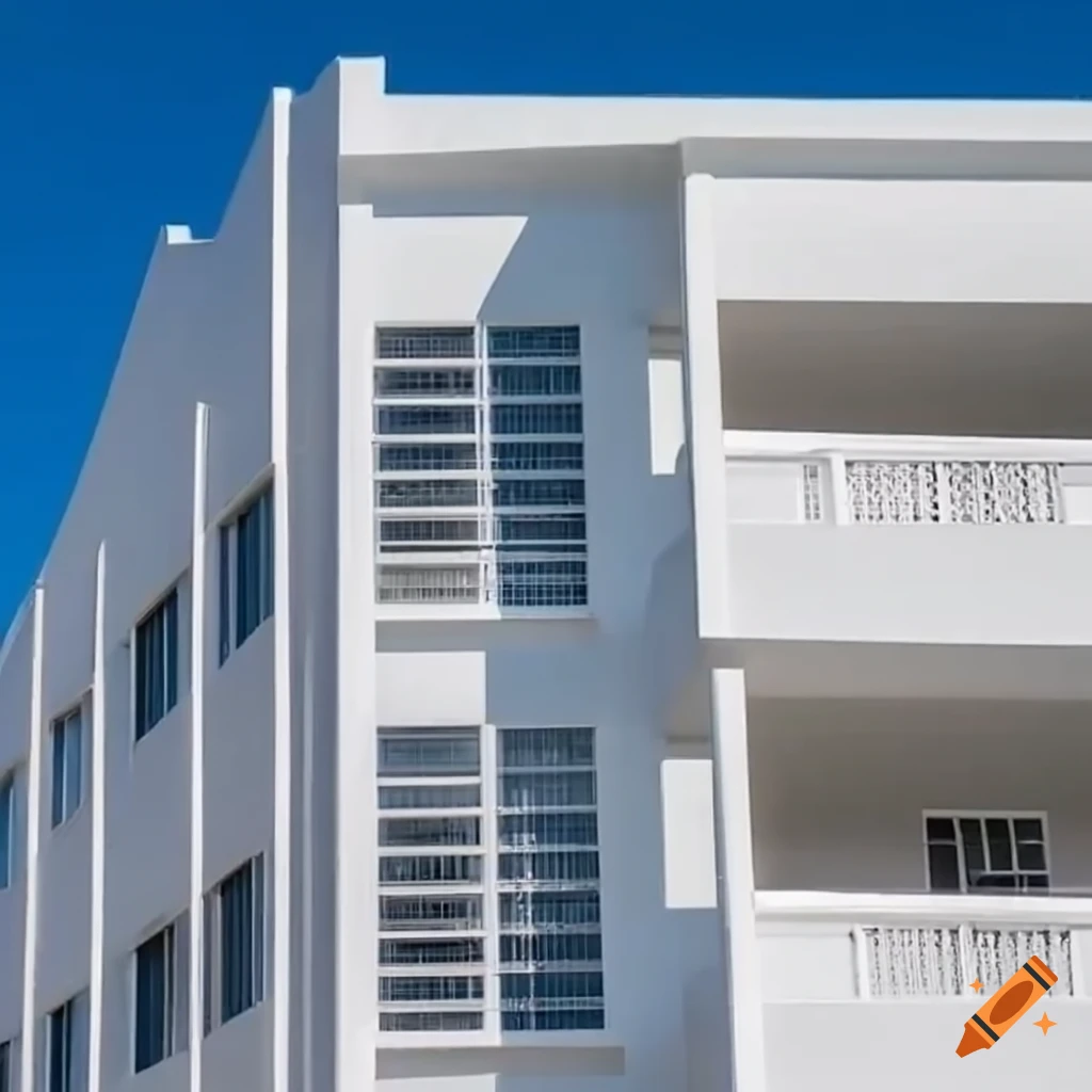 Architectural details of white apartment buildings in bayamón, puerto