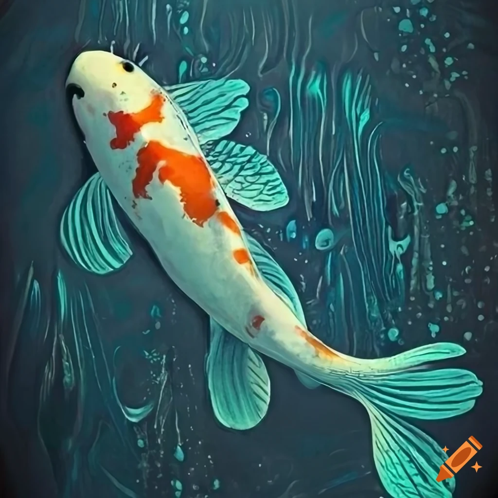 Retro palette koi fish abstract art on Craiyon