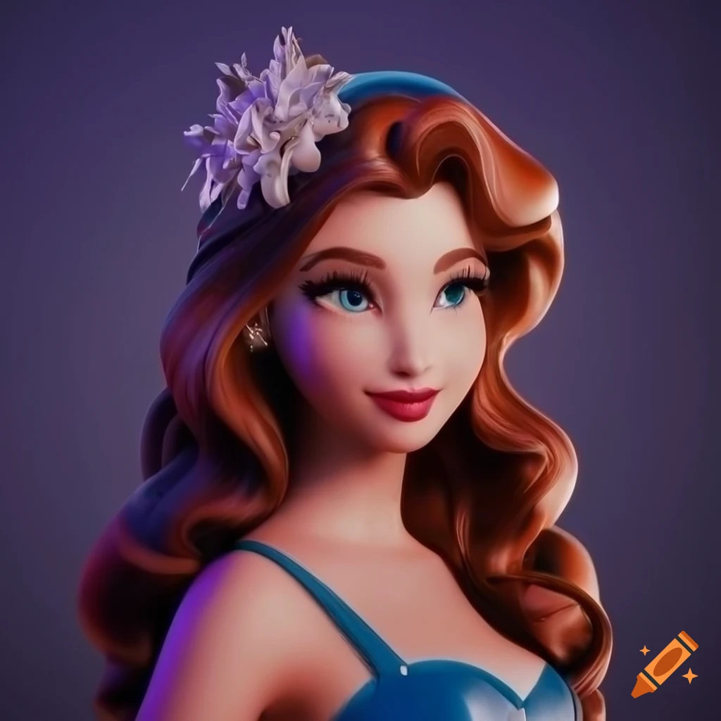 Intricate hyper-realistic art morphing into Disney princess