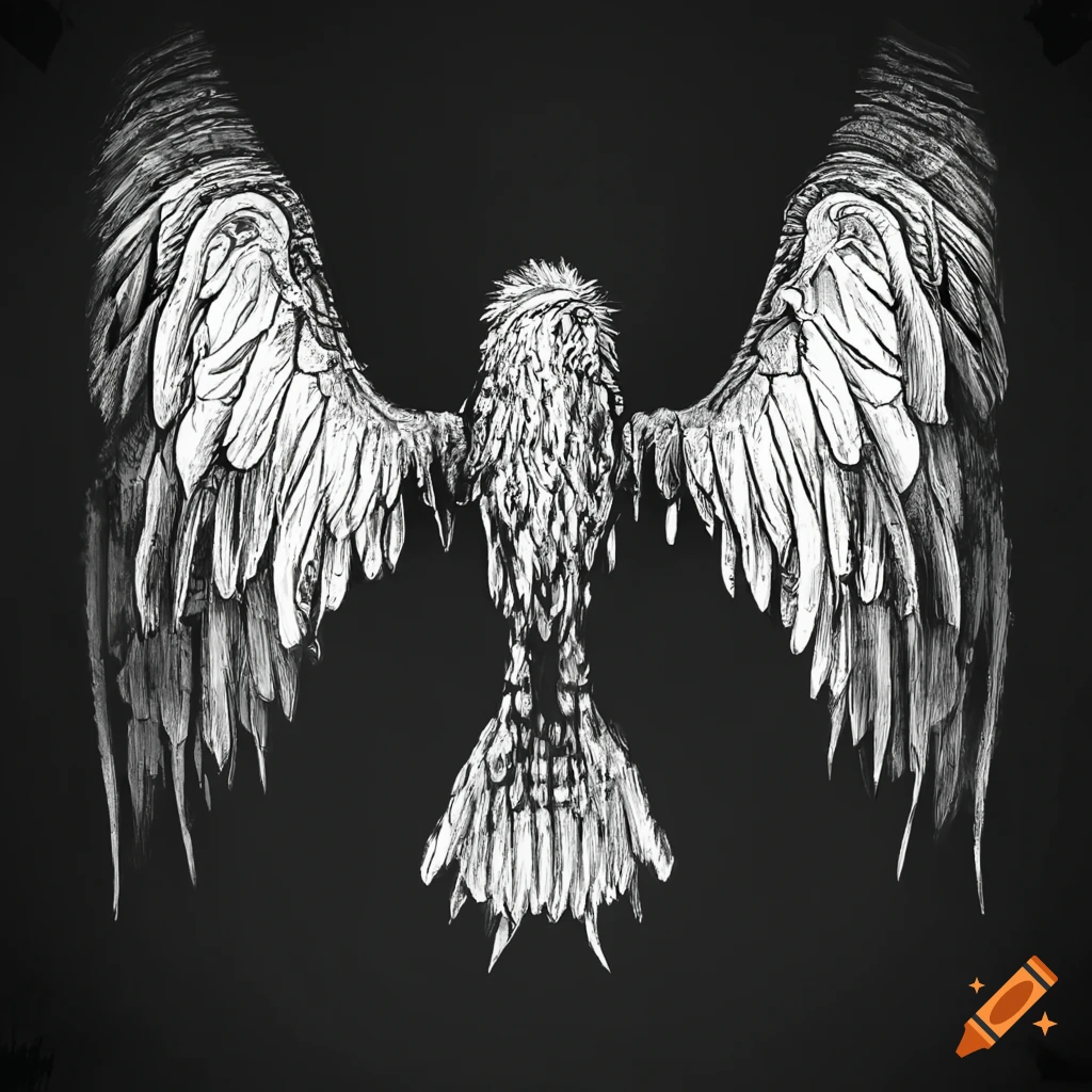 Retro punk abstract art with wings