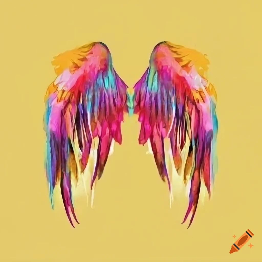 Vintage style retro art of wings