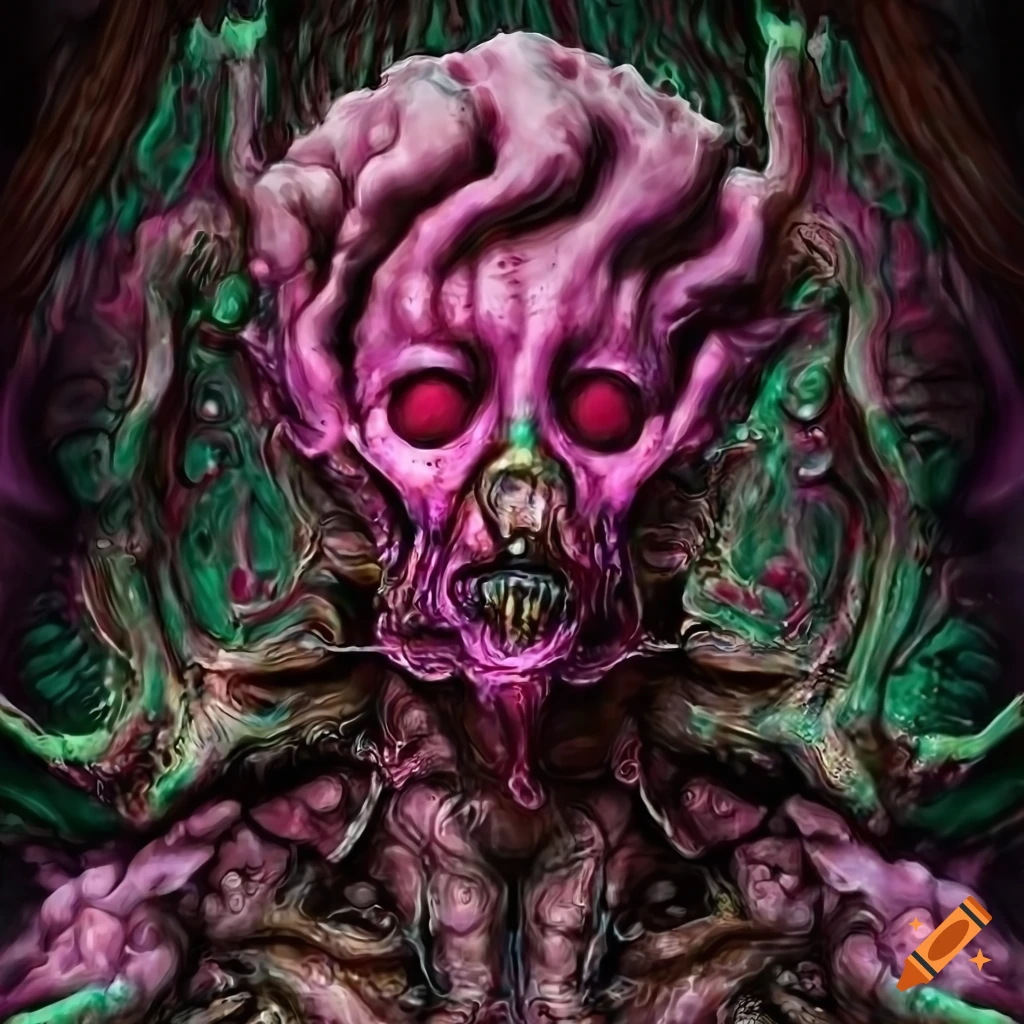 Portrait of Nidus the Virulent painted with fatal microbes