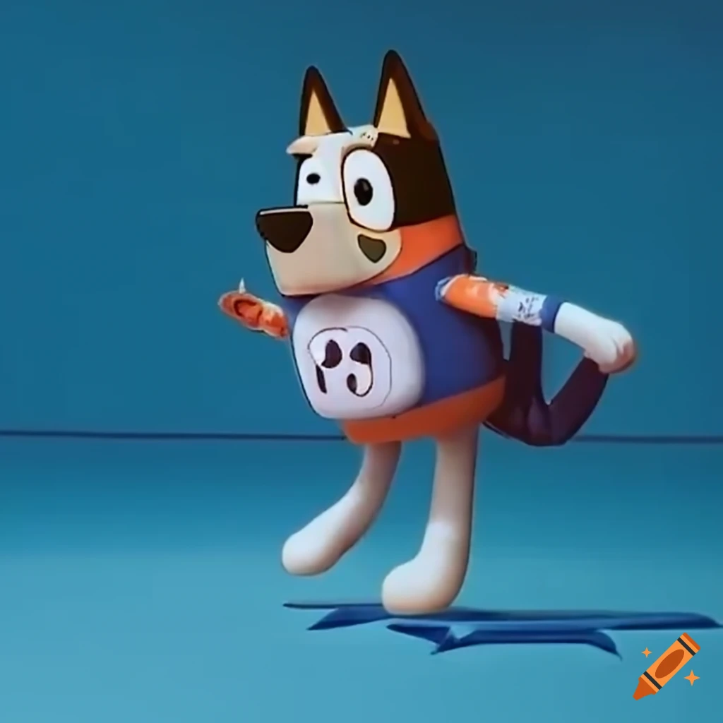 Bluey sprinting in the 1995 London Winter Olympics VHS screenshot
