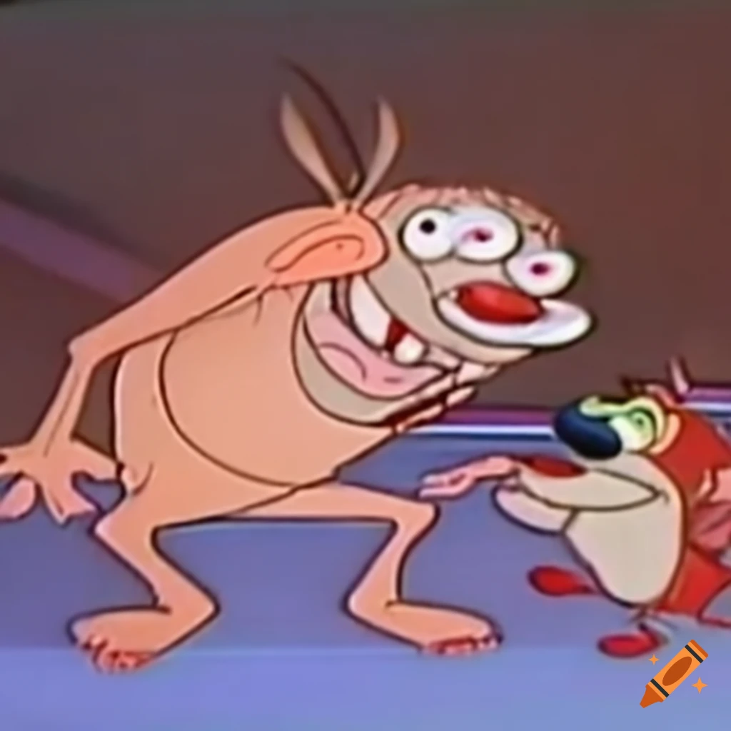 Ren and Stimpy sprinting in the 1995 Winter Olympics screenshot