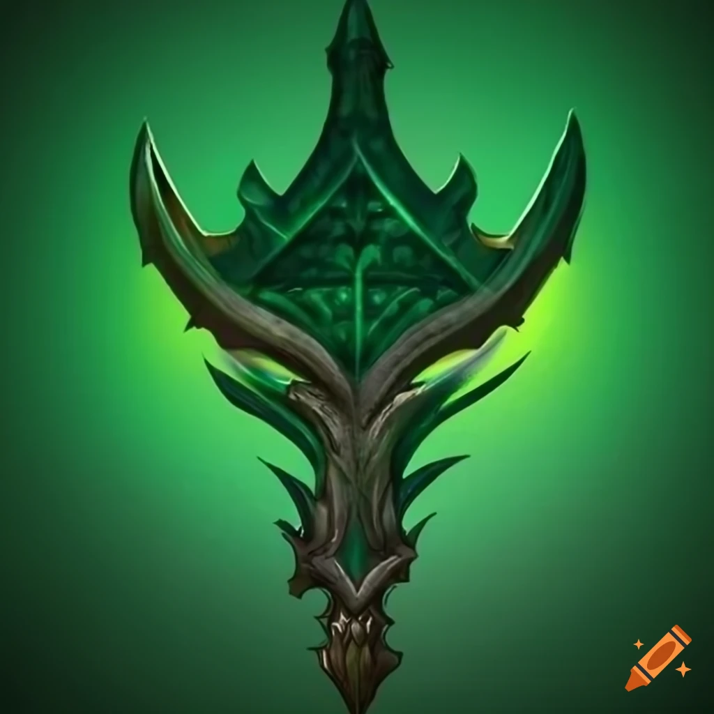 Green spear logo in a fantasy style