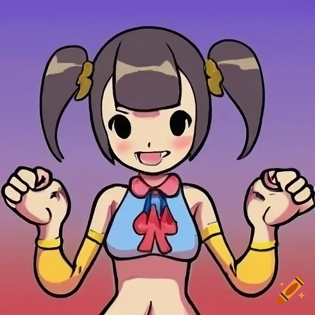 Rhythm Heaven waifu original character as an esports gamer, front view, happy