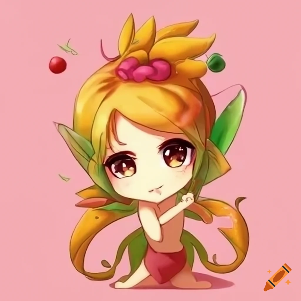 Anime chibi mango fruit fairy on Craiyon