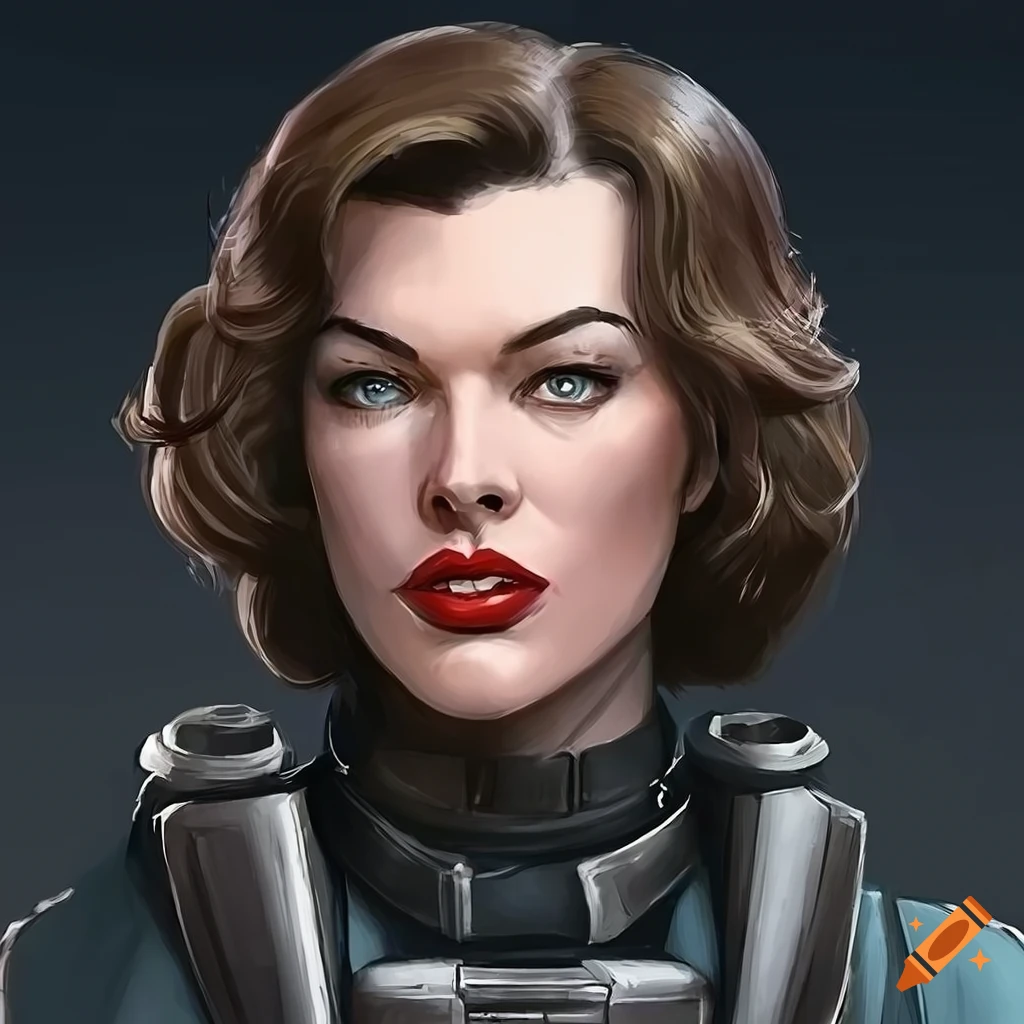 Young Milla Jovovich Rogue portrait in Dungeons & Dragons style