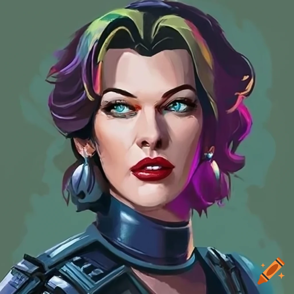 Young Milla Jovovich Rogue portrait in Dungeons & Dragons style