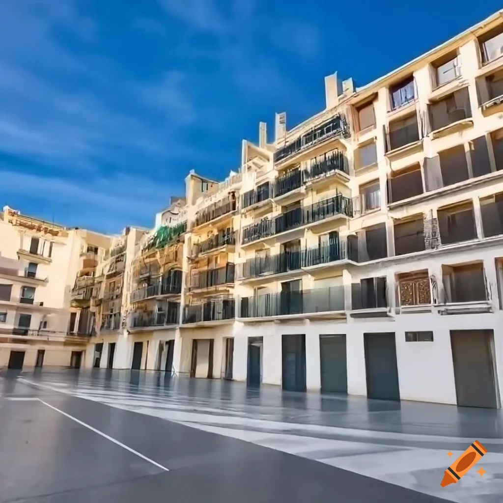 Empty peaceful street in Valencia, Spain on a cold day