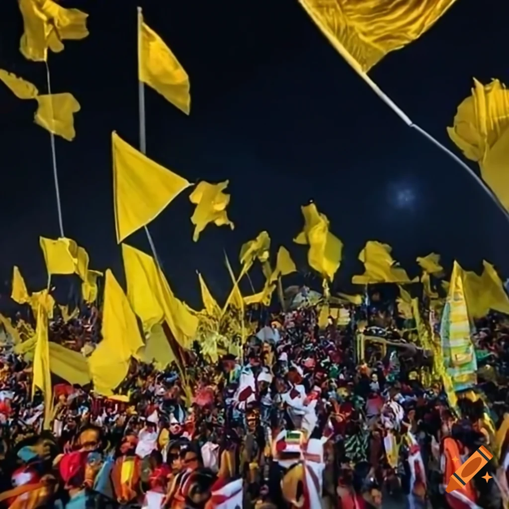 Abdullah Dudul supporters rallying on Pulau Rintis to celebrate prime ministerial election victory