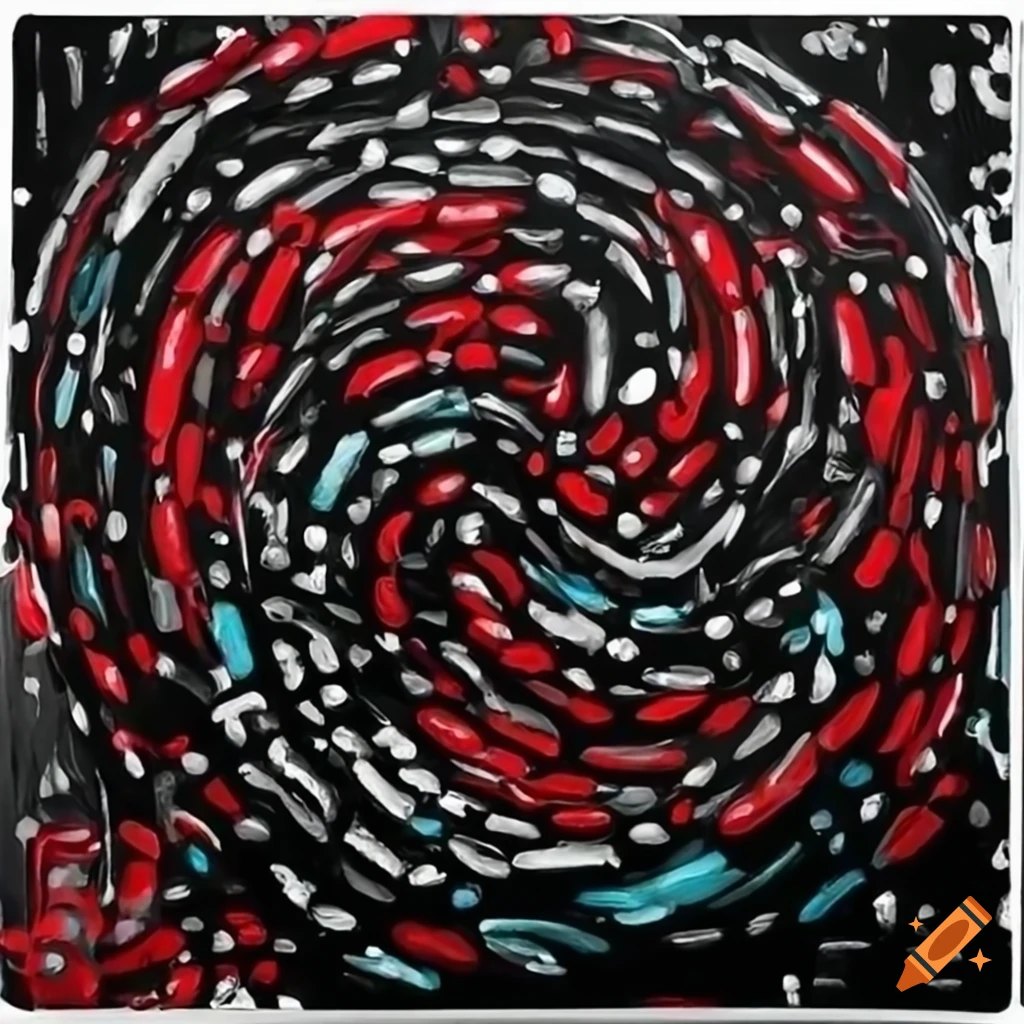 Square labyrinth with solution in red, contemporary Posca art