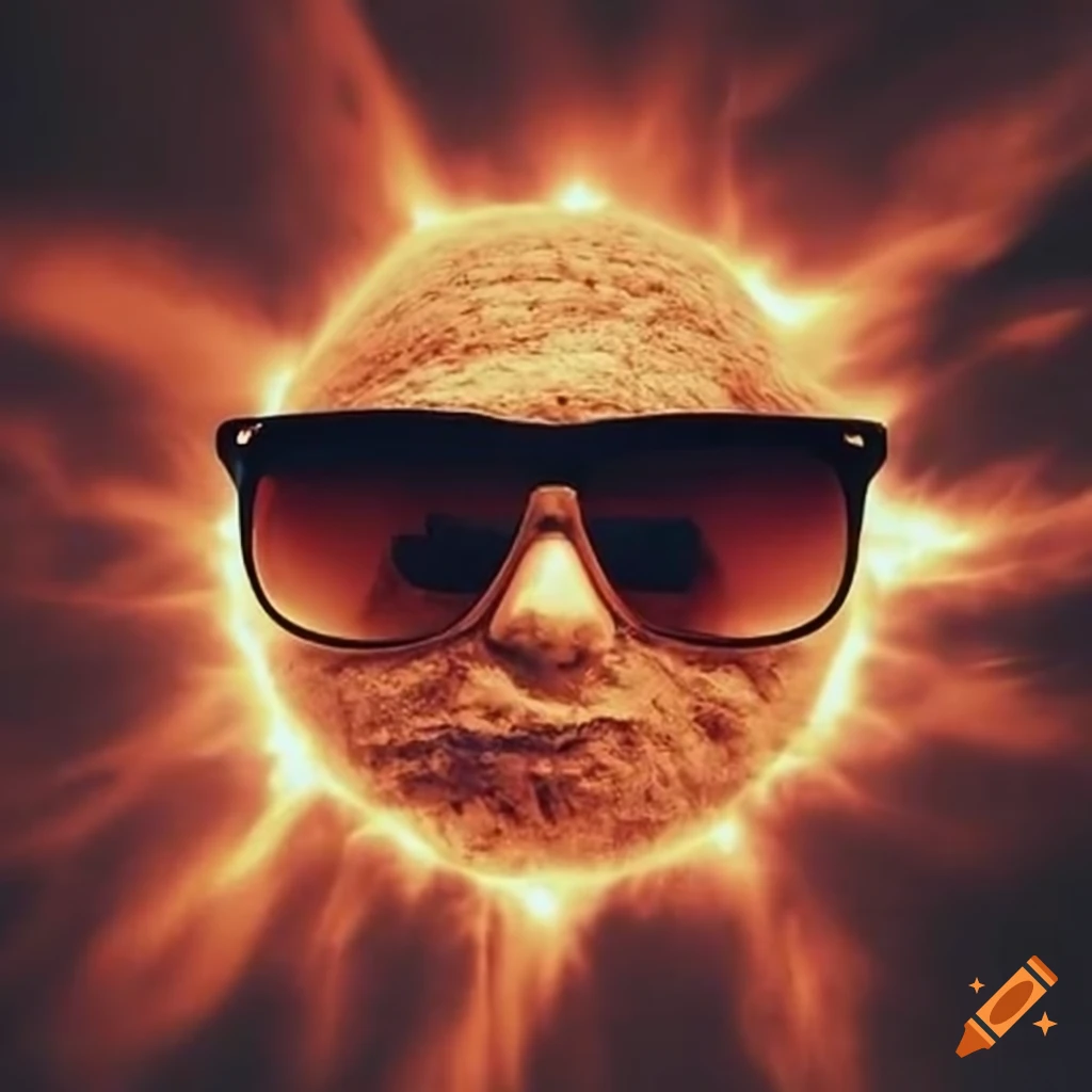 NASA space photo of the sun with sunglasses