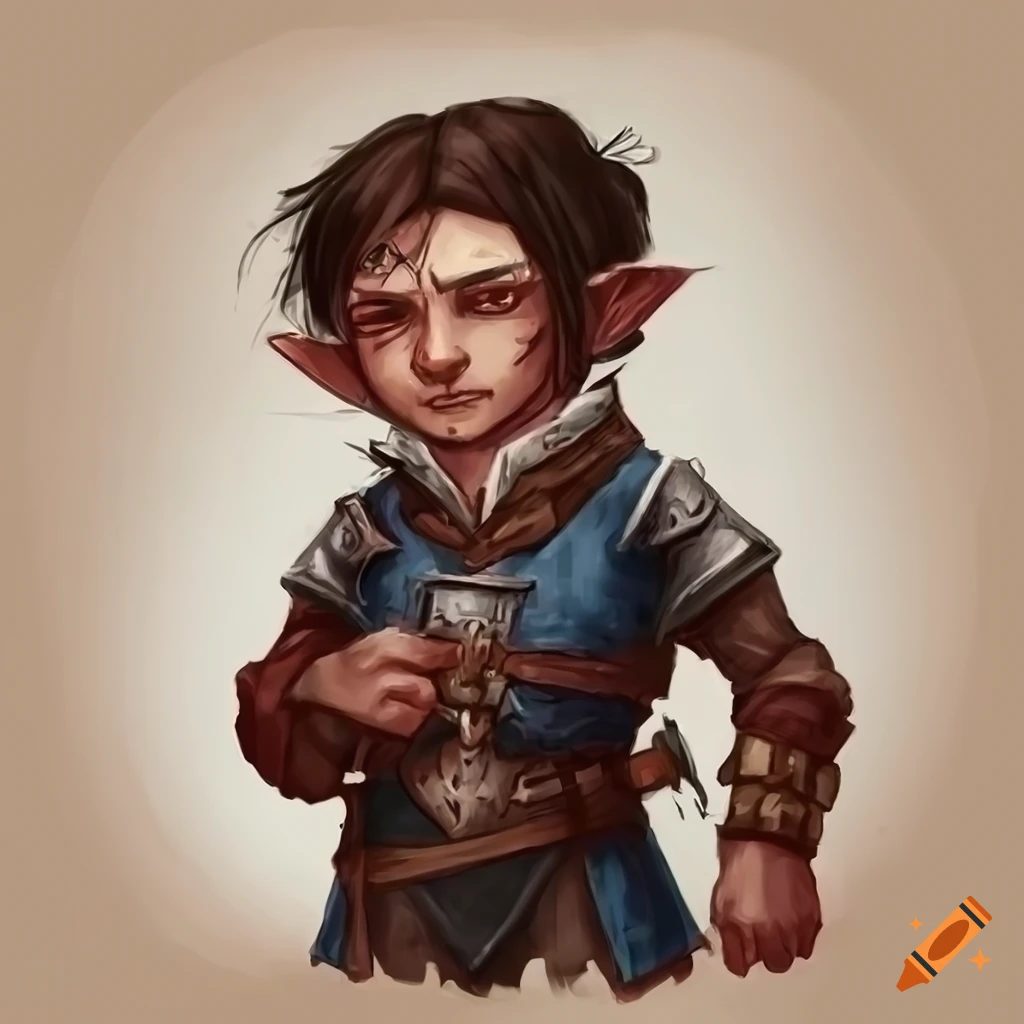 Warhammer Fantasy Halfling Medic with alchemist tools in blue and red attire