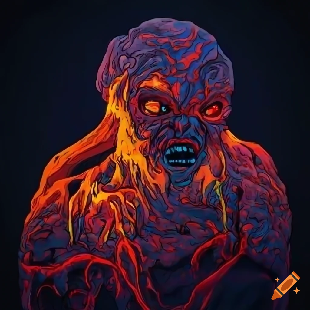 Lava in a cyberpunk style drawing