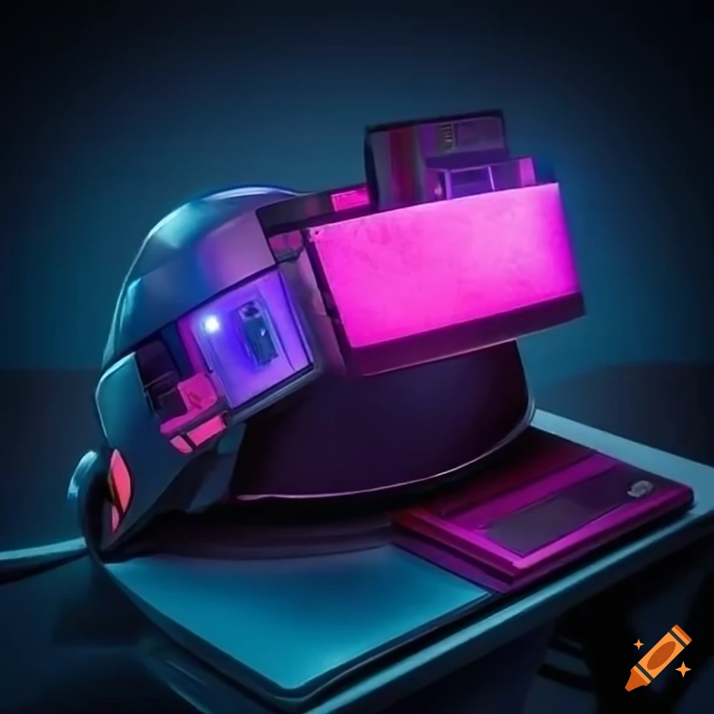 Cyberpunk visor on a desk on Craiyon