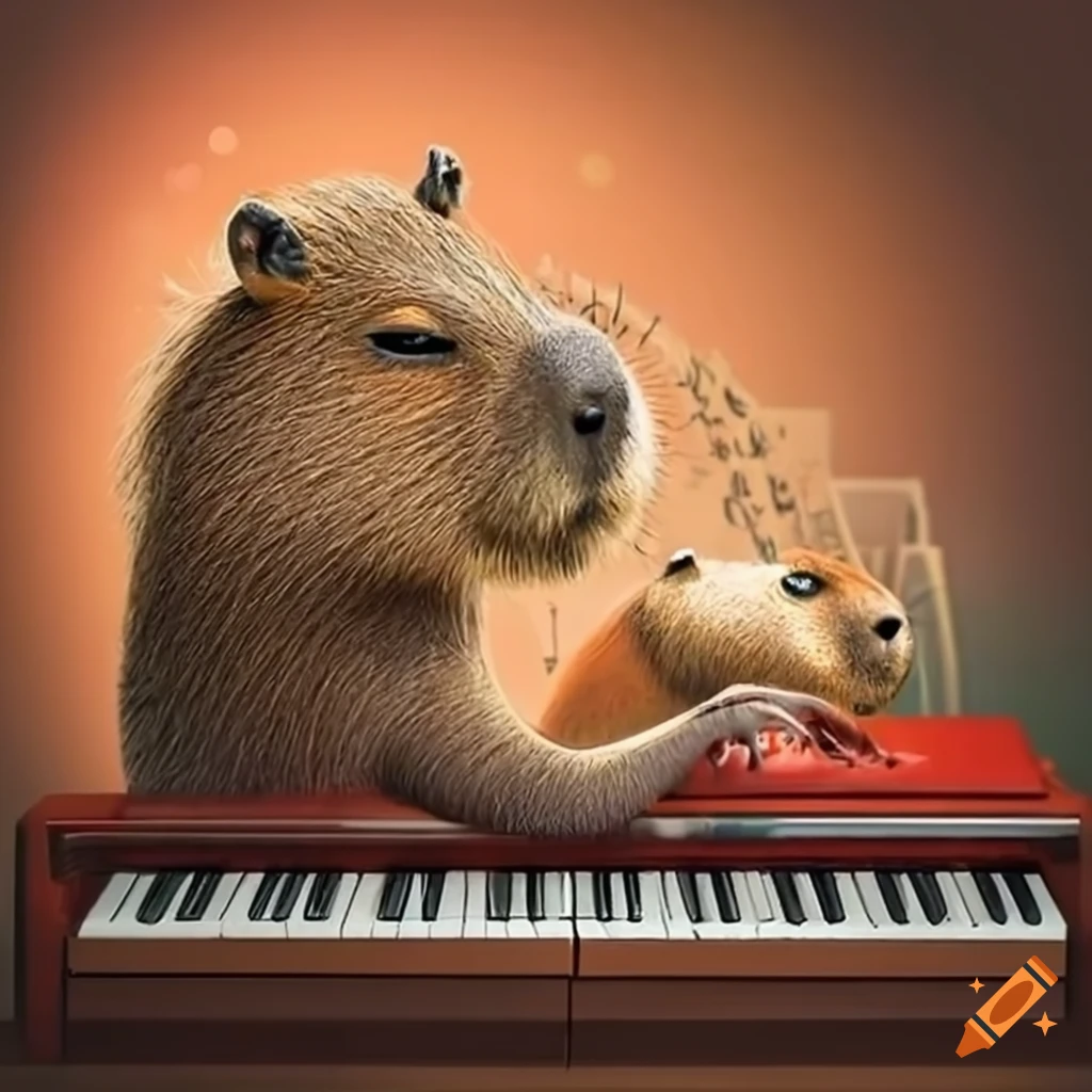 Capybara playing the piano