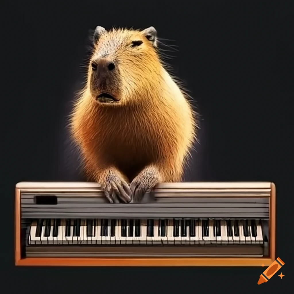 Capybara playing the piano