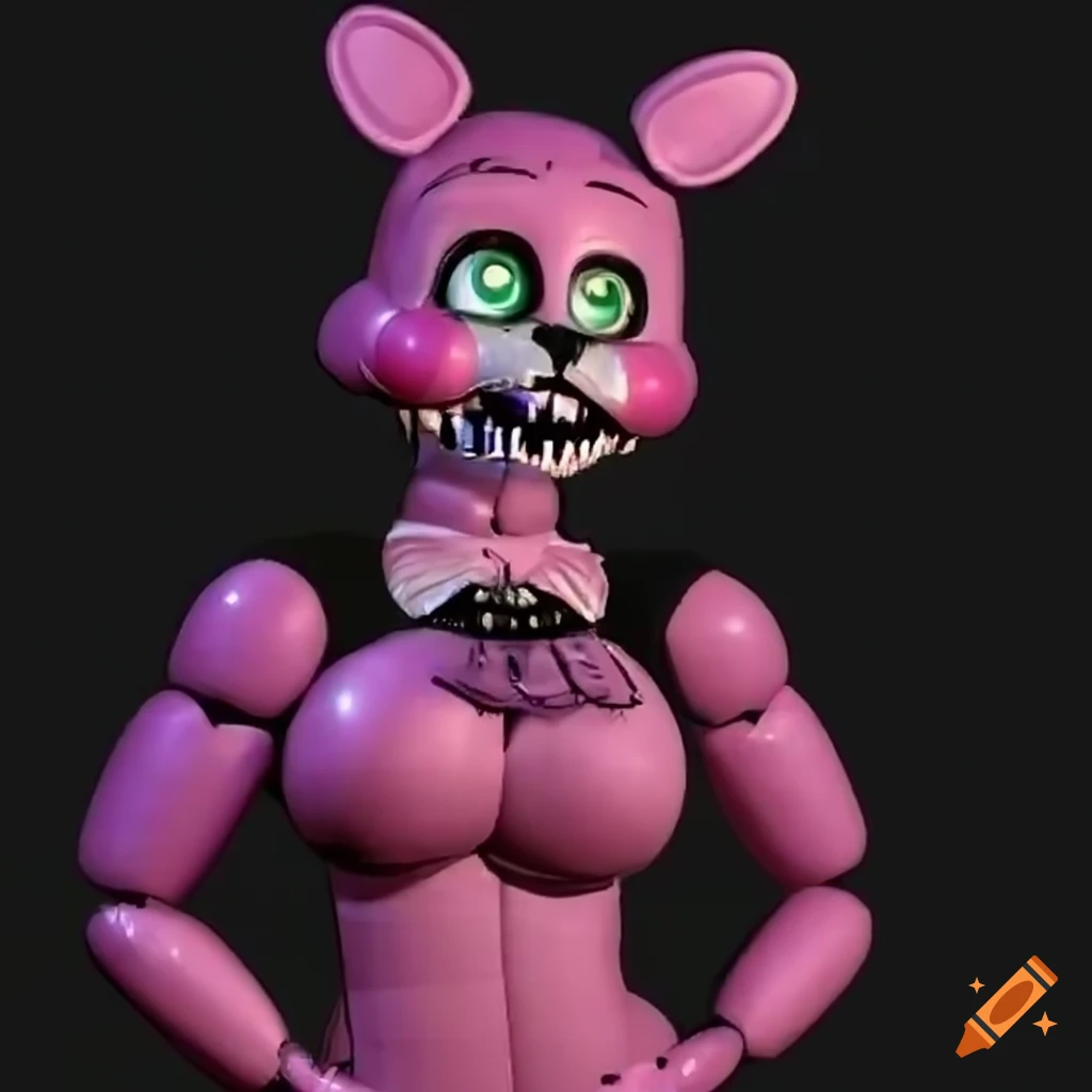 Animatronic cat girl with a cute yet scary fnaf style