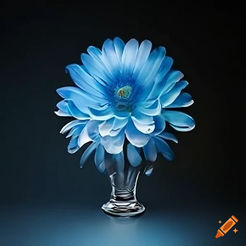 Glasblume - blue glass petals and green tears