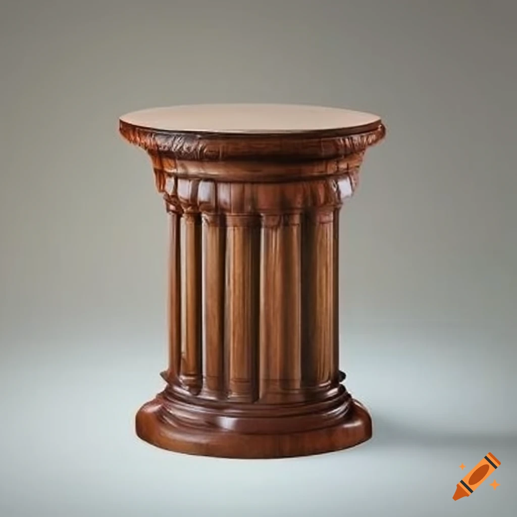 Ornate round wooden neoclassical pedestal