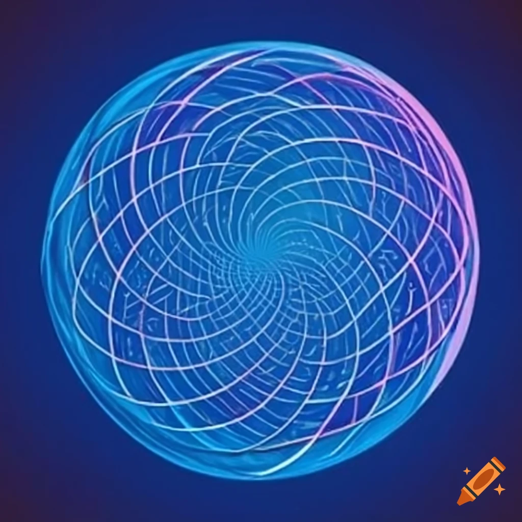 Abstract blue geometric pattern with intersecting lines and a central circle