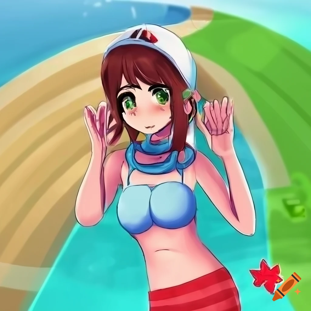 Waifu OC from Rhythm Heaven at a pool party
