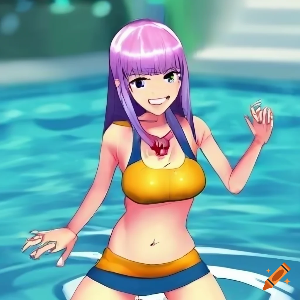 Waifu OC from Rhythm Heaven at a pool party