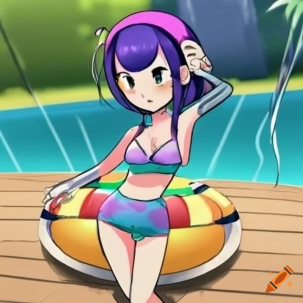 Waifu OC from the Rhythm Heaven series at a pool party