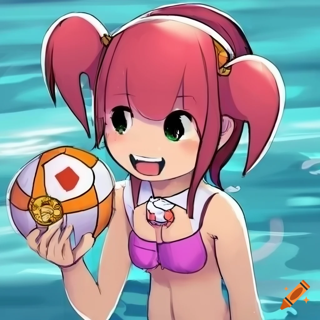 Waifu OC from Rhythm Heaven at a pool party
