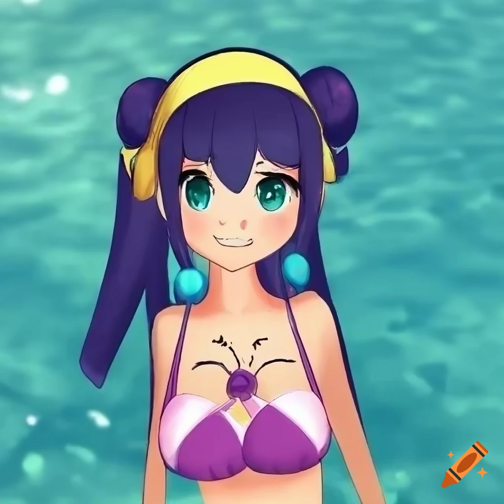 Waifu OC from Rhythm Heaven at a pool party